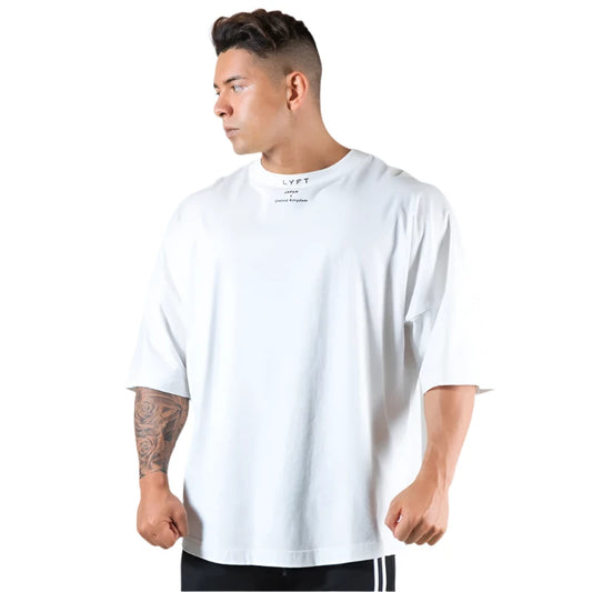 JAPAN&amp;UK Herren-Sport-T-Shirt aus Baumwolle, kurzärmelig, Laufshirt, Workout-Trainings-T-Shirts, Fitness, lockere Passform, Größe M-XXXL